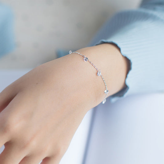 Girls' Sweet And Fashionable Silver Rhinestone Bracelet